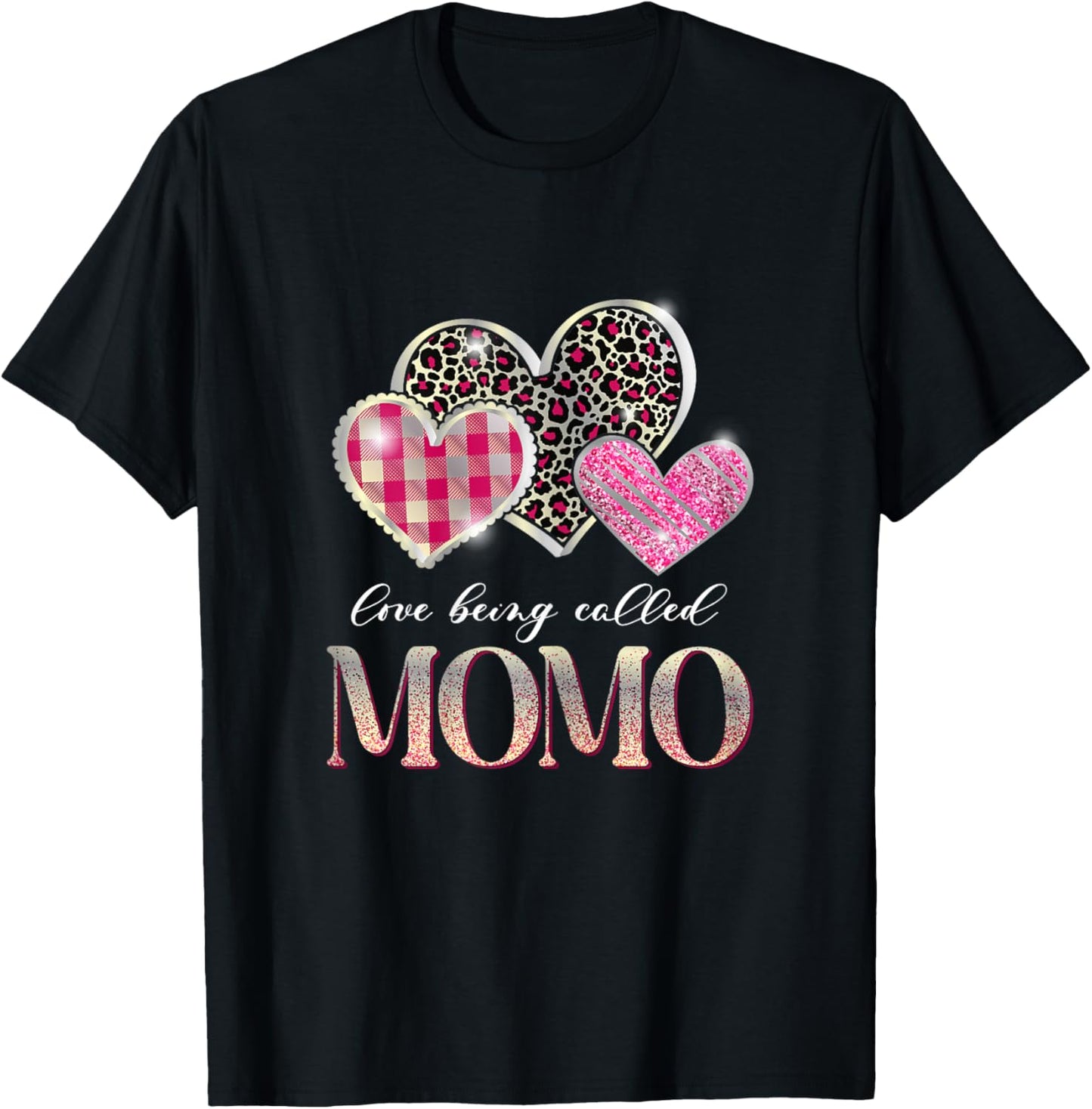 I Love Being Called Momo Mother's Day Leopard Mom Grandma T-Shirt - T-Shirt | Black