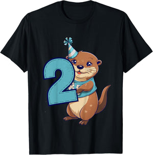 Kids 2nd Birthday Otter Kids T-Shirt - T-Shirt | Black