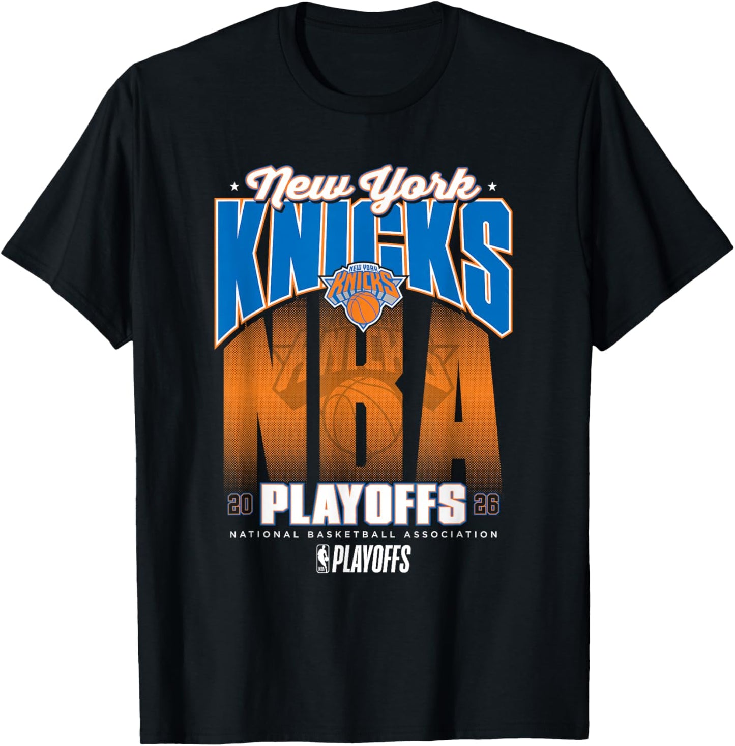NBA Official 2026 Playoffs New York Knicks Fade T-Shirt - T-Shirt | Black