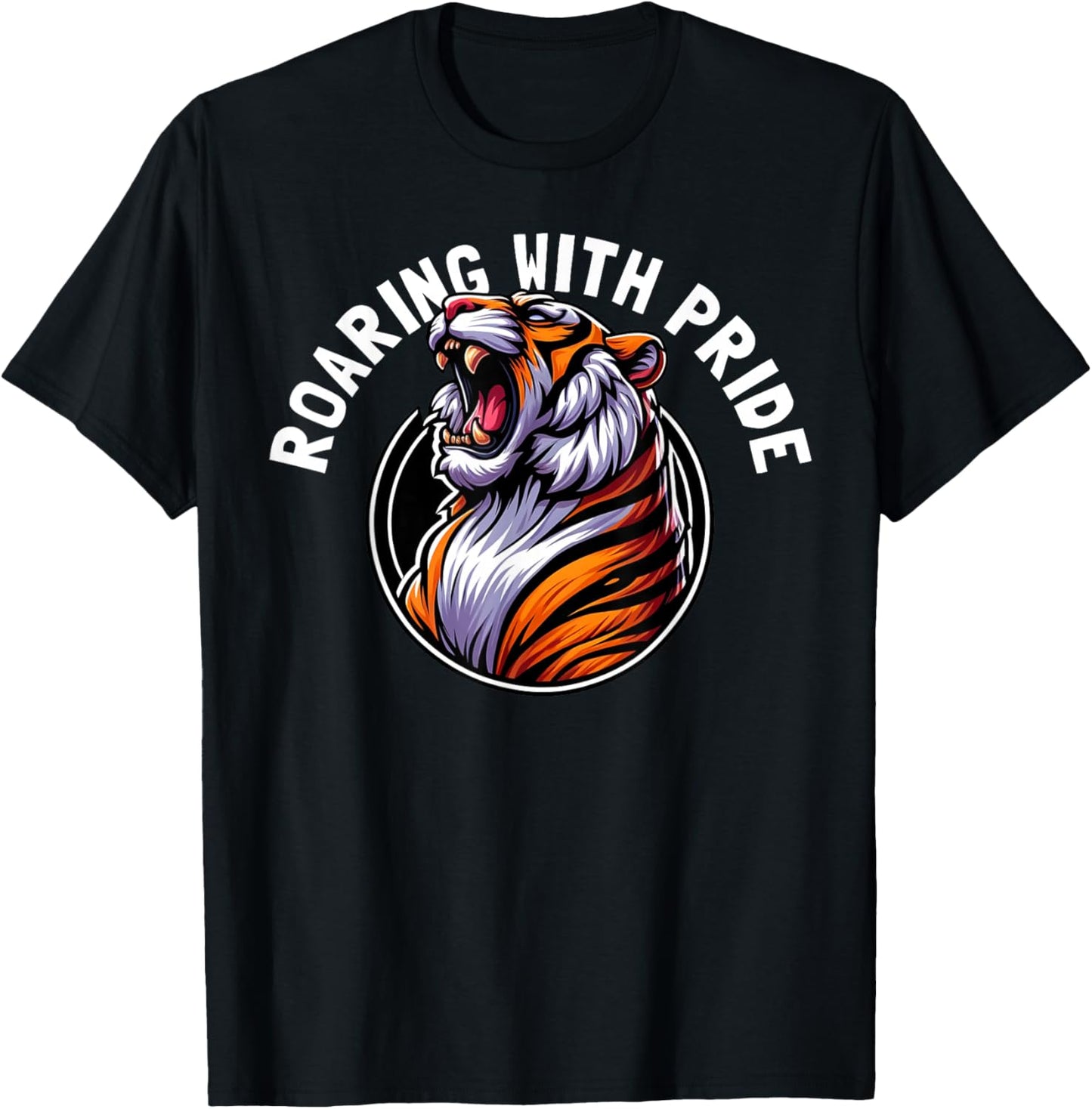 Roaring Tiger Animal Lover Wildlife Nature Graphic T-Shirt - T-Shirt | Black