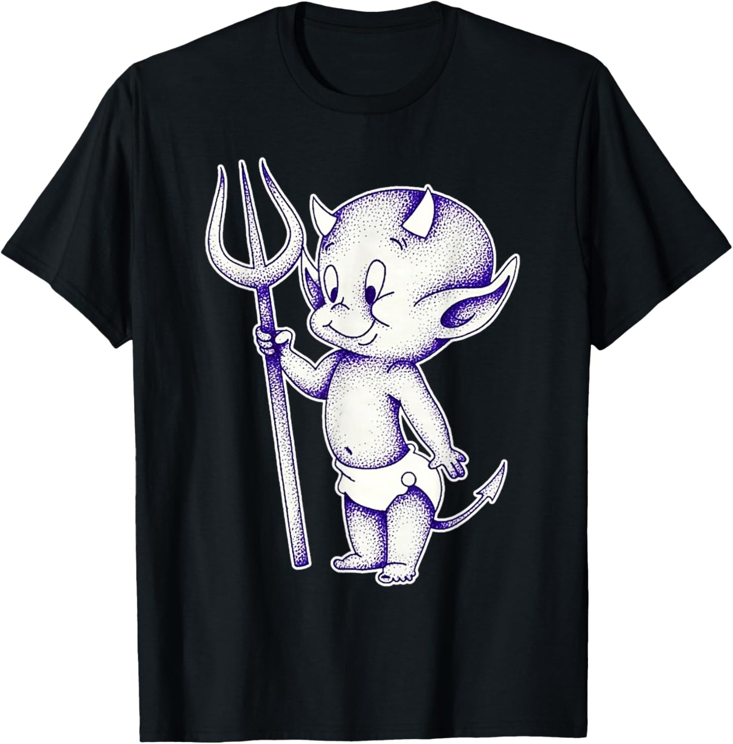Baby Devil Demon Pitchfork Tattoo Flash T-Shirt - T-Shirt | Black