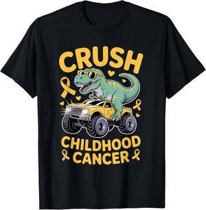 Crush Childhood Cancer Awareness Gold Ribbon Kids Toddlers T-Shirt - T-Shirt | Black
