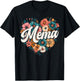 Mema Floral Heart Flower Mother's Day Vintage Retro T-Shirt - T-Shirt | Black