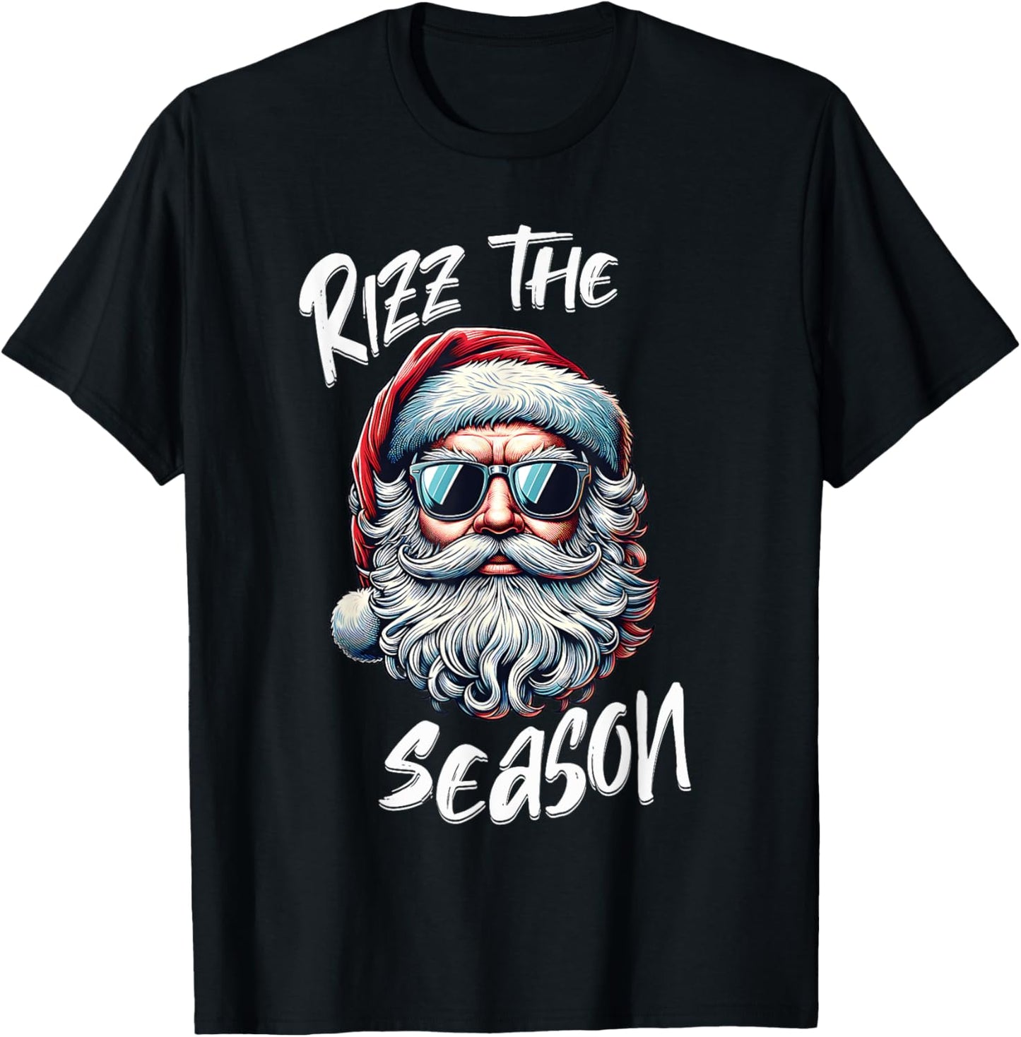 Rizz The Season Teens Kids School Christmas Santa Claus T-Shirt - T-Shirt | Black