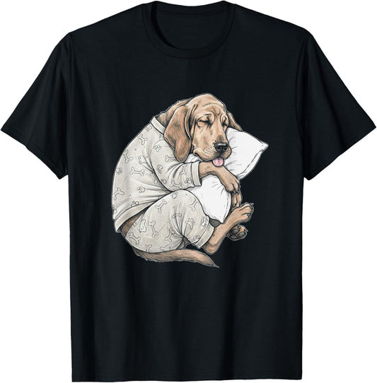 Funny Sleepy Bloodhound Pajama Men Women Kids T-Shirt - T-Shirt | Black