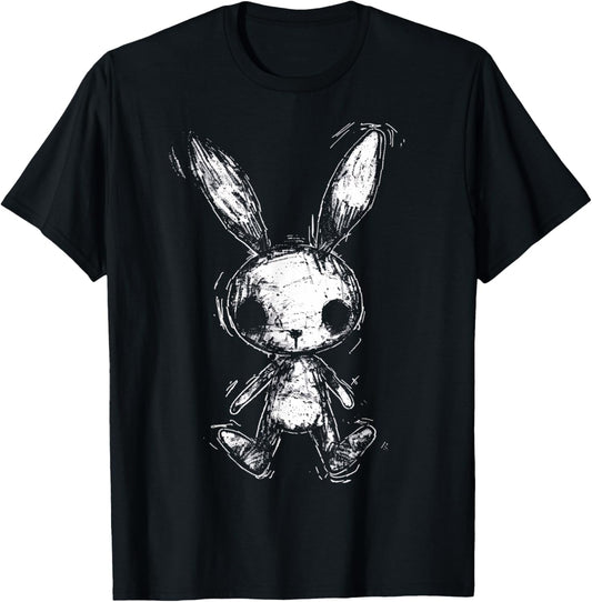 Weird Bunny Rabbit Doll Creepy Cute Alt Goth Grunge Horror T-Shirt - T-Shirt | Black