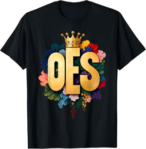 OES Queen Crow Flower Colorful Order of the Eastern Star T-Shirt - T-Shirt | Black
