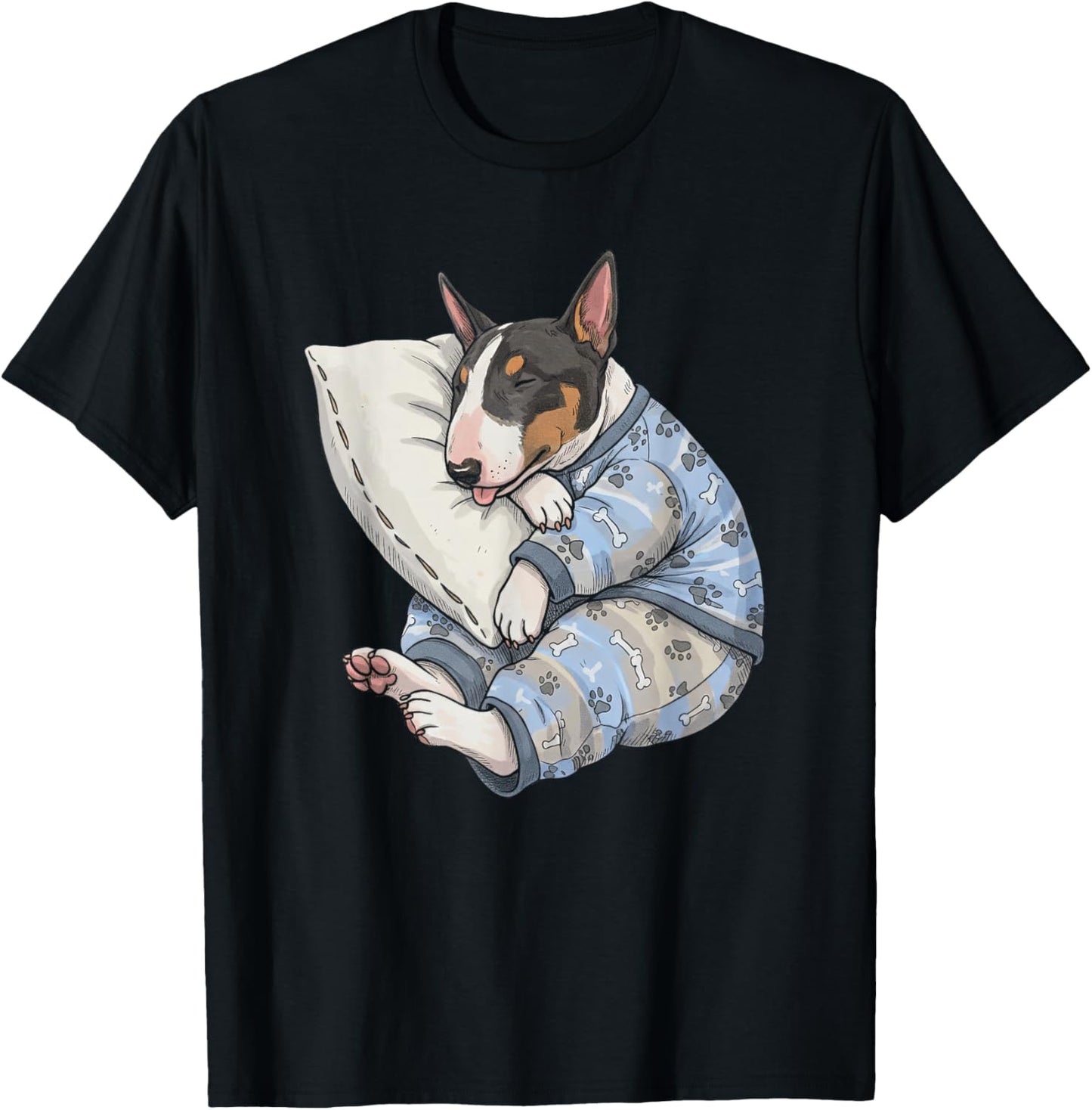 Funny Sleepy Bull Terrier Pajama Men Women Kids T-Shirt - T-Shirt | Black