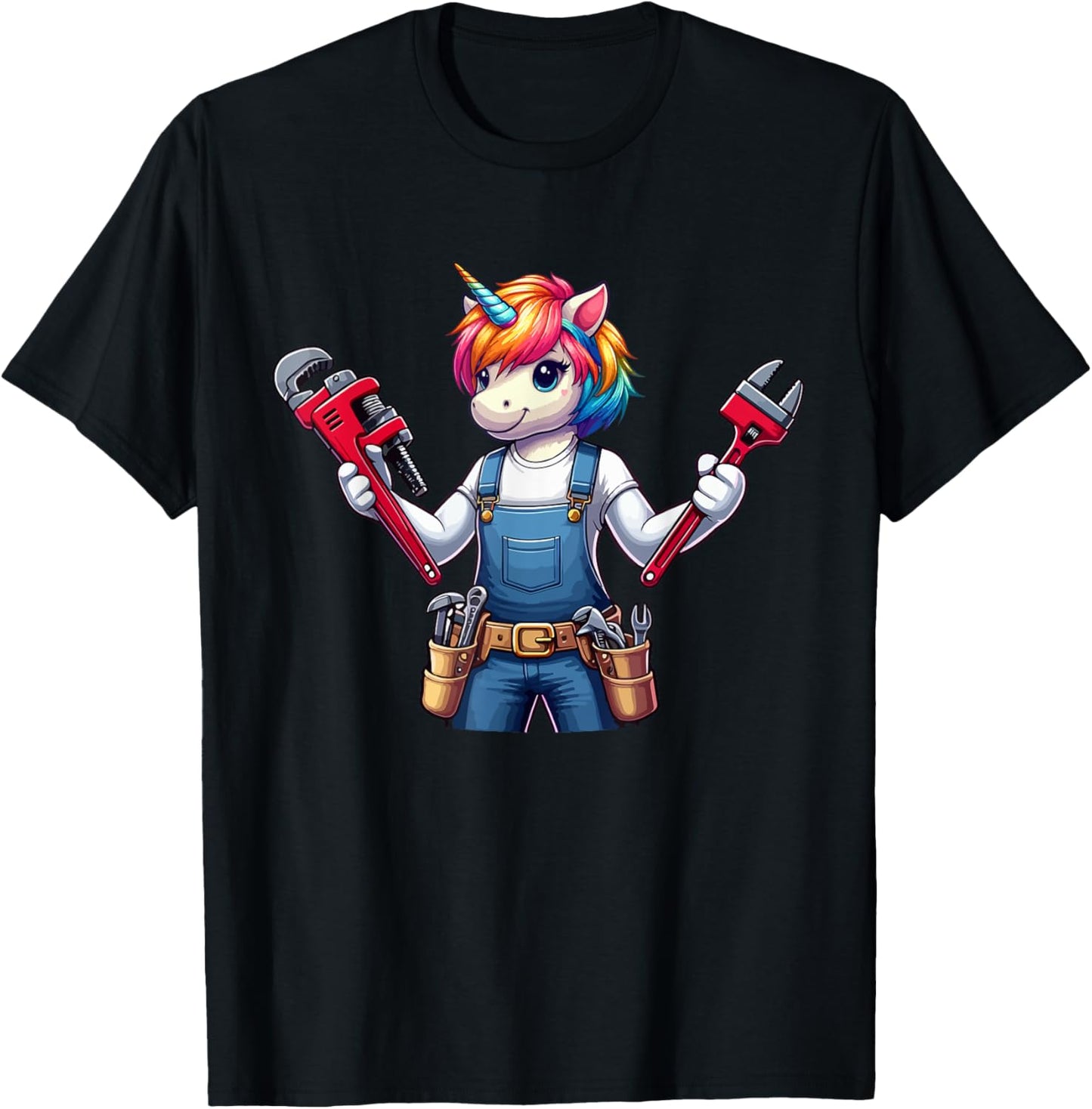 Plumber Job Matching Team Costume Colorful Unicorn Lover T-Shirt - T-Shirt | Black