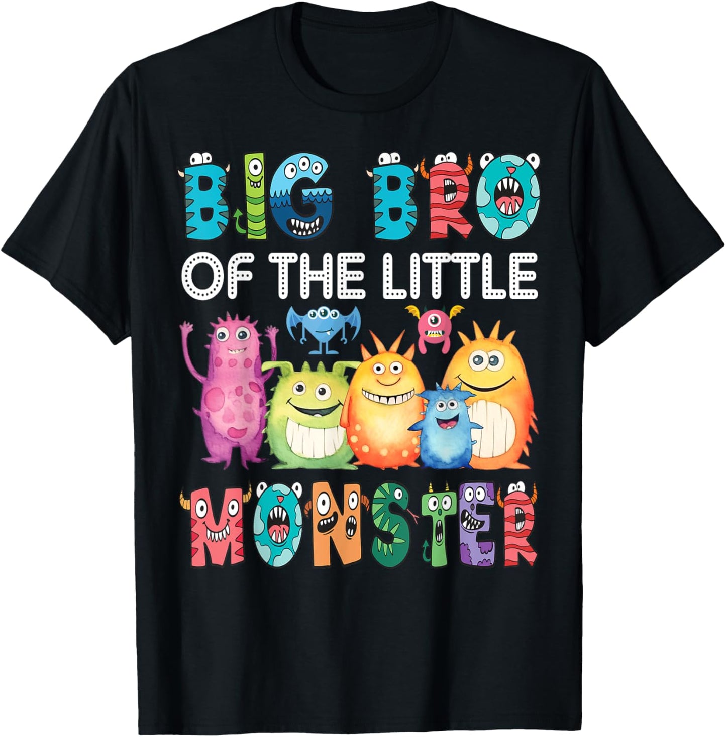 Big Bro Of The Little Monster Kids 1St Birthday Party T-Shirt - T-Shirt | Black
