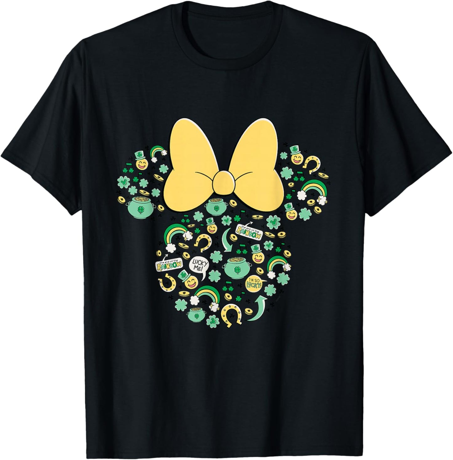 New Disney Minnie St. Patrick's Day Lucky Icons Face Shape T-Shirt - T-Shirt | Black