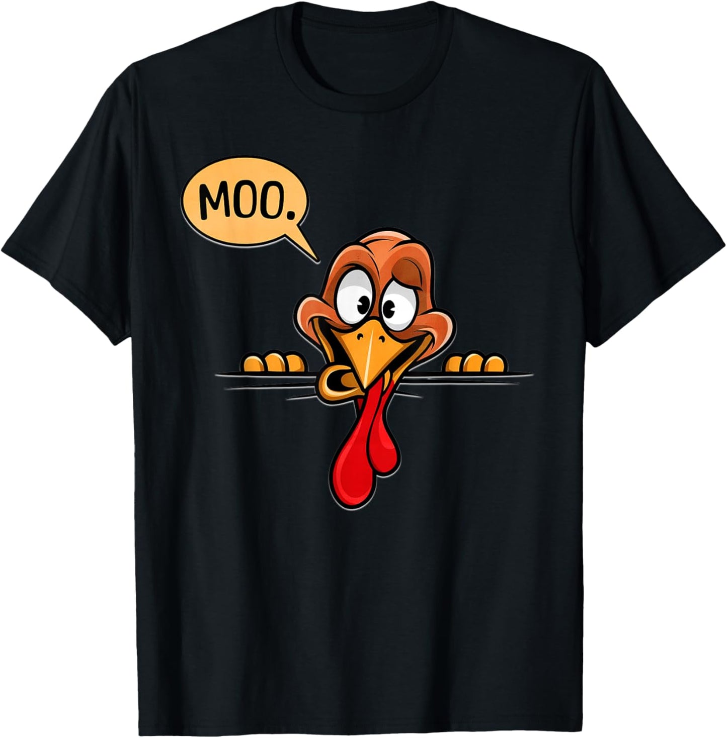 Turkey Moo Funny Thanksgiving T-Shirt - T-Shirt | Black