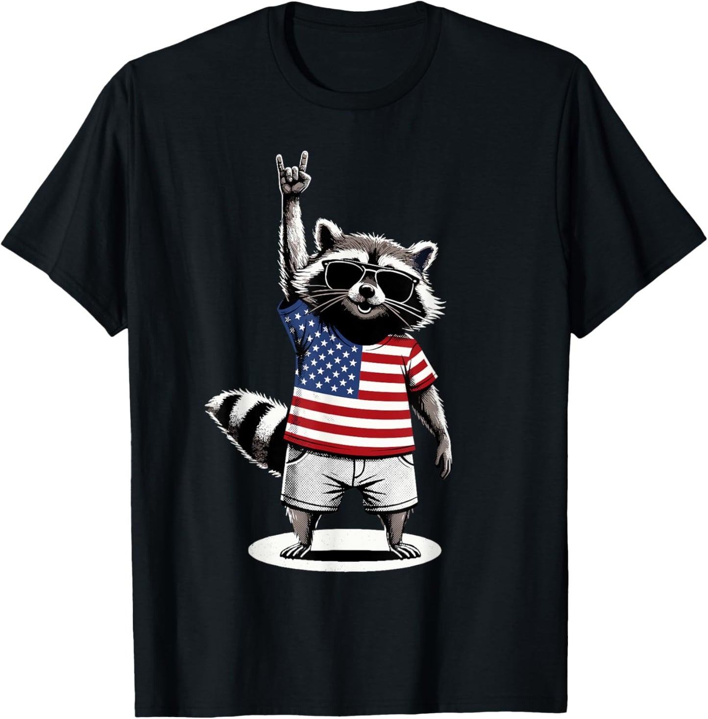 Drapeau américain Raton Laveur USA drôle Amérique T-Shirt - T-Shirt | Black