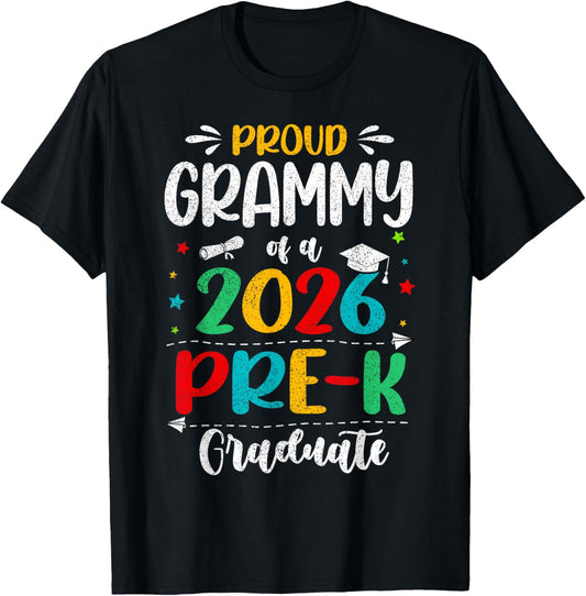 Proud Grammy of A 2026 Pre K Graduate Boy Girl Kids T-Shirt - T-Shirt | Black