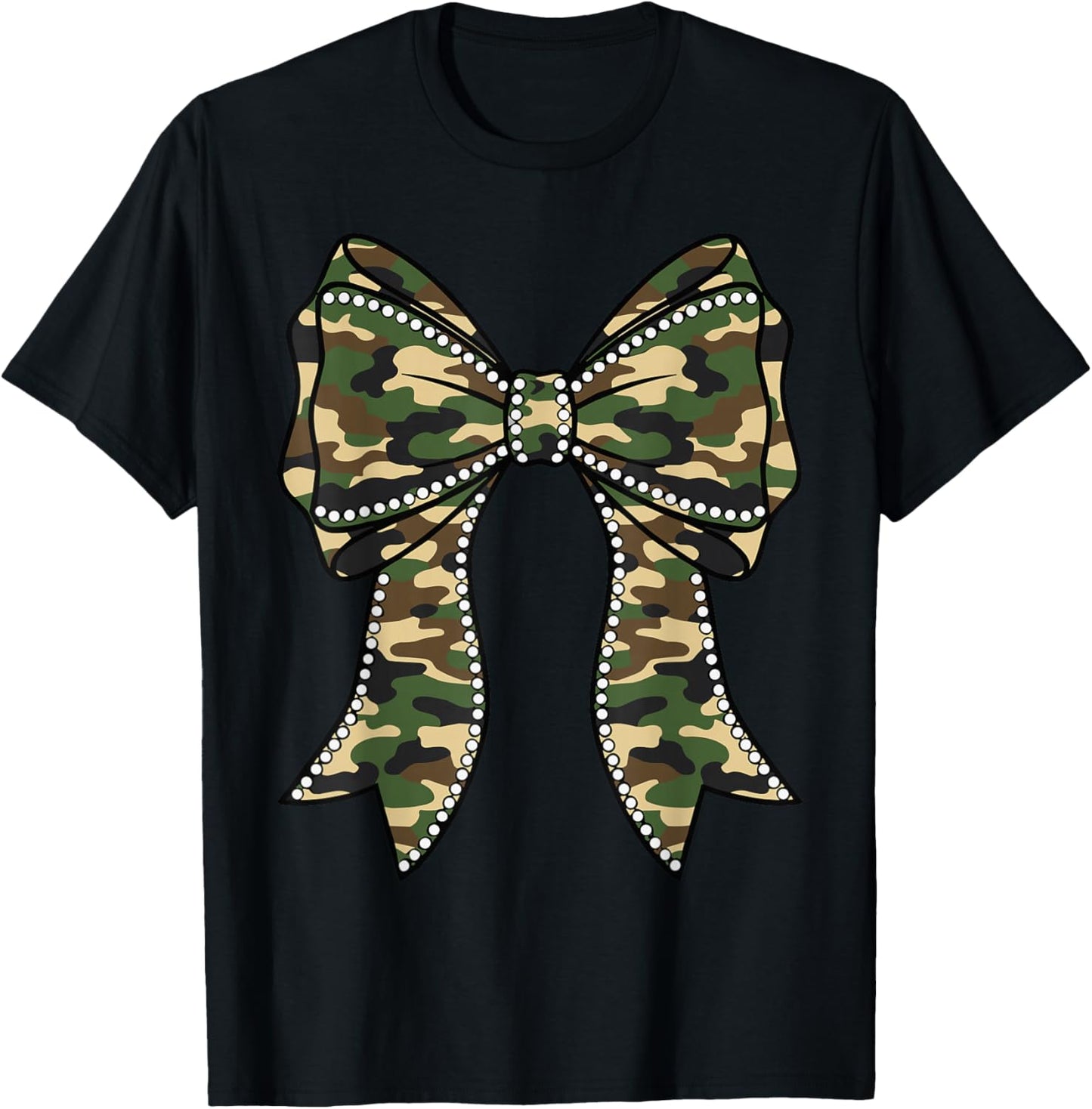 Camouflage Camo Bow Girls Camo Coquette Bow Hunting Women T-Shirt - T-Shirt | Black