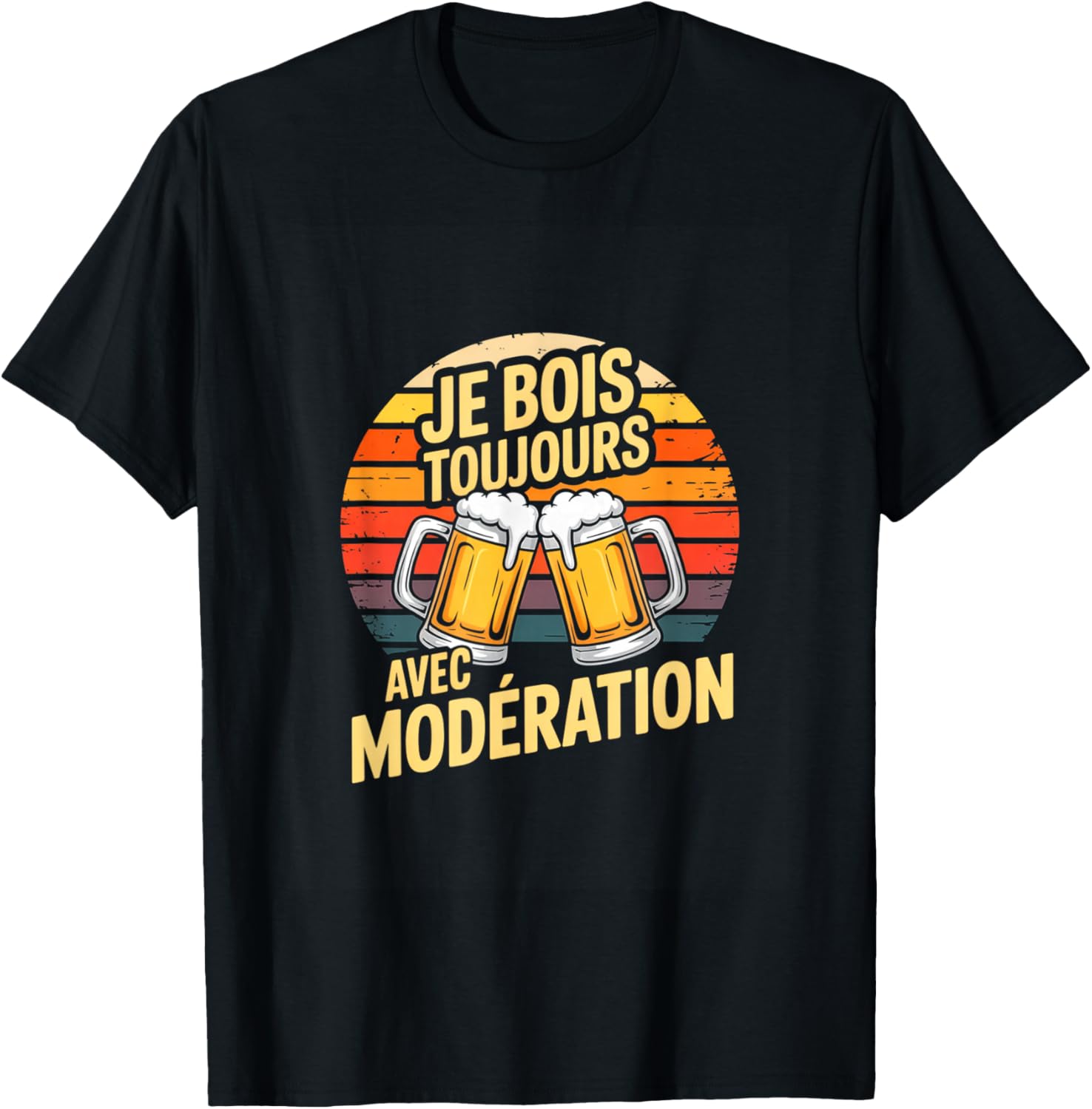 Je Bois Toujours avec Modération Humour Bière Soirée T-Shirt - T-Shirt | Black