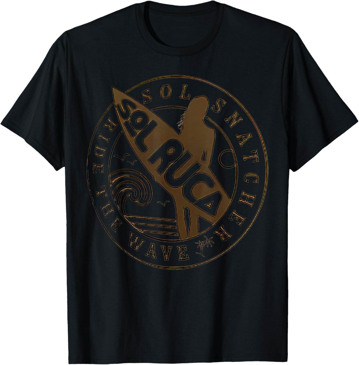 Men's Tan Sol Ruca Ride The Wave T-Shirt - T-Shirt | Black