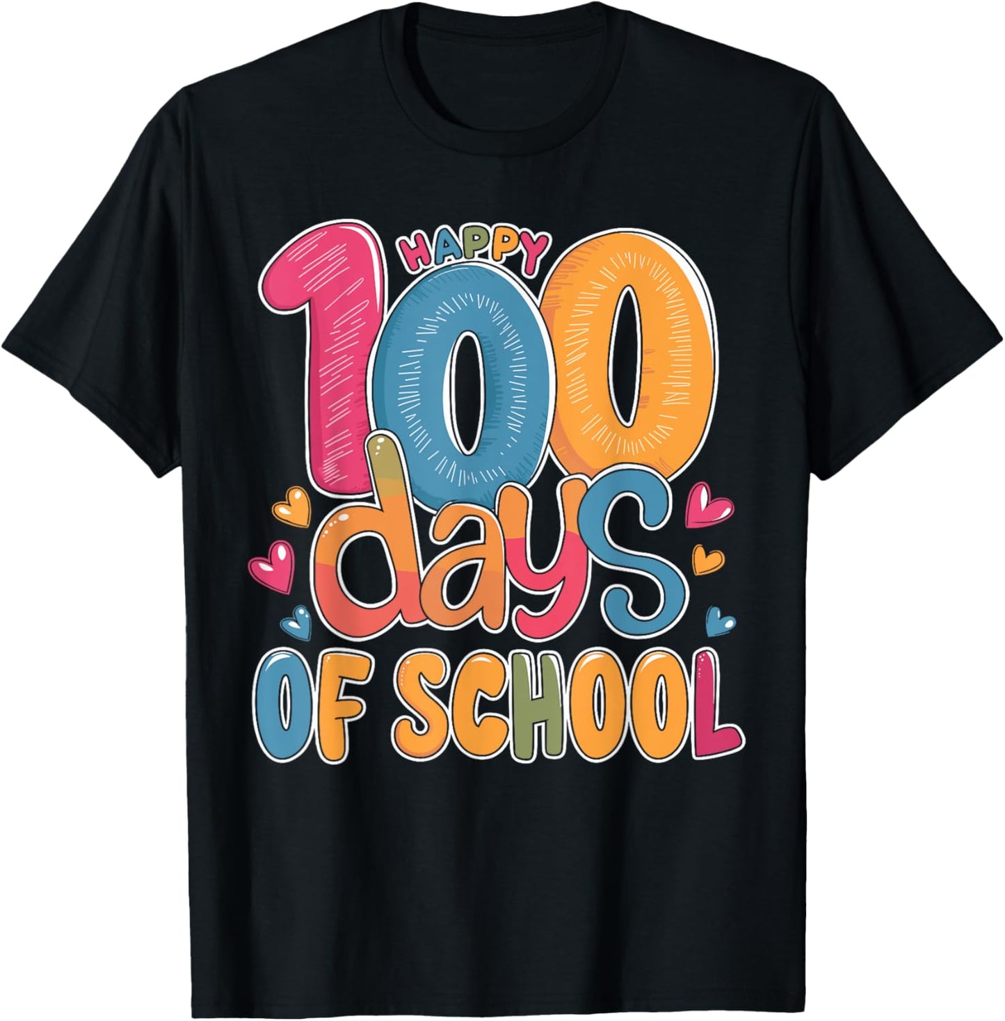 Cute 100 Days Of School Happy 100th Day Of School Teacher T-Shirt - T-Shirt | Black