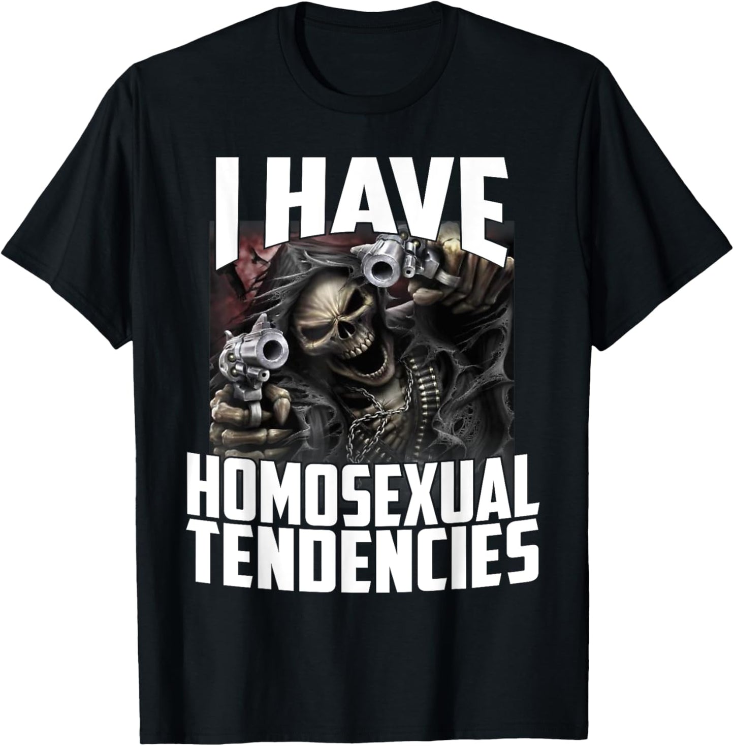 I Have Homosexual Tendencies Funny Cringe Hard Skeleton Meme T-Shirt - T-Shirt | Black