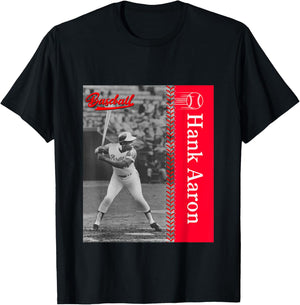 Great Moment Store Hank Aaron_Baseball_001 , Small, Black T-Shirt - T-Shirt | Black