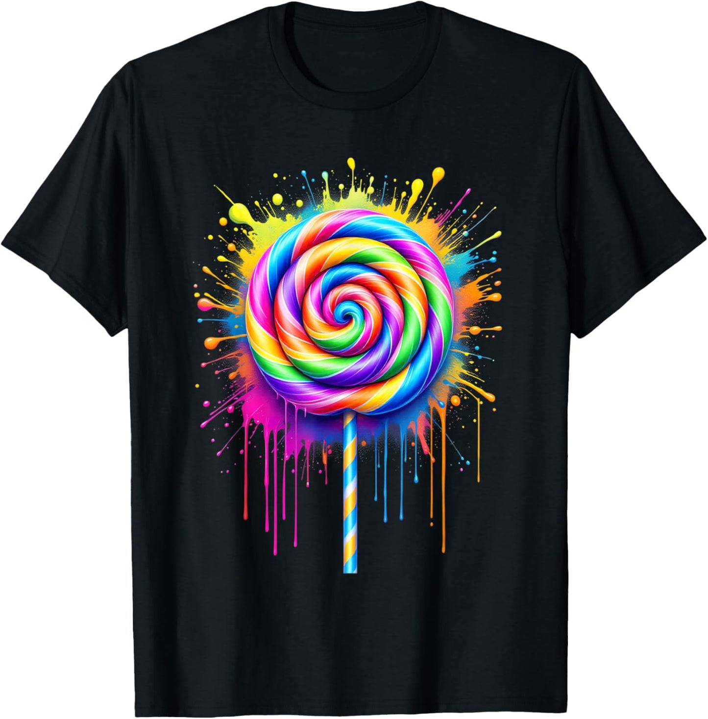 Candy Candy Costume Women's Carnival Lollipop Fancy Dress T-Shirt - T-Shirt | Black