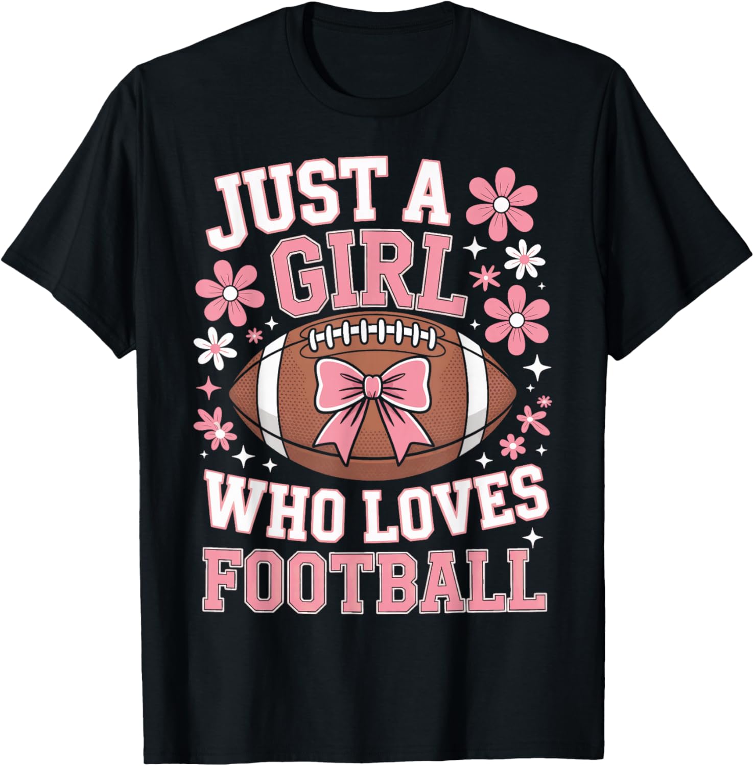 Football Fans Just A Girl Who Loves Football Athletic Girls T-Shirt - T-Shirt | Black
