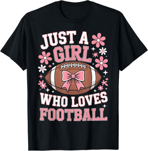 Football Fans Just A Girl Who Loves Football Athletic Girls T-Shirt - T-Shirt | Black