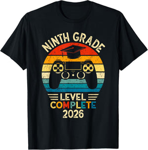 9th Grade Graduation 2026 Level Complete Gamer T-Shirt - T-Shirt | Black