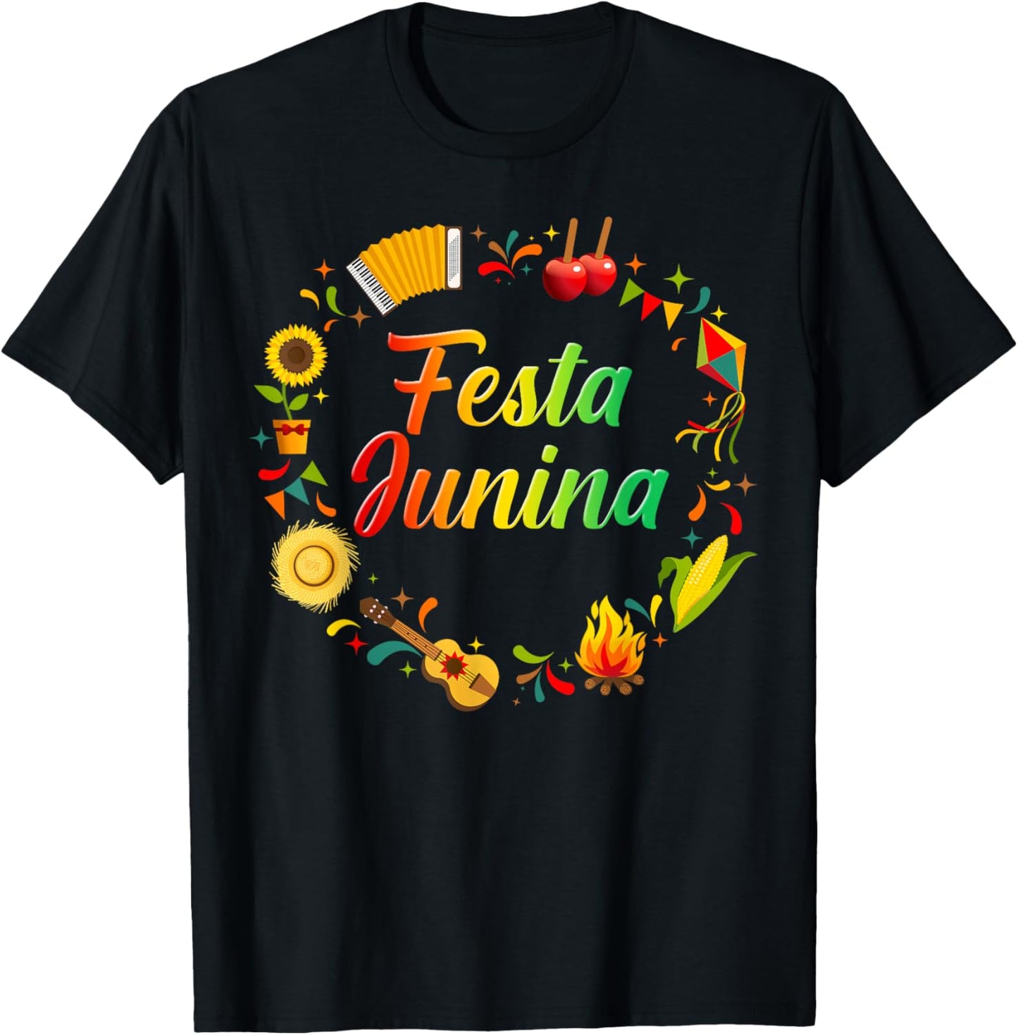 Festa Junina Brazil Brazilian June Festivals Party Men Women T-Shirt - T-Shirt | Black