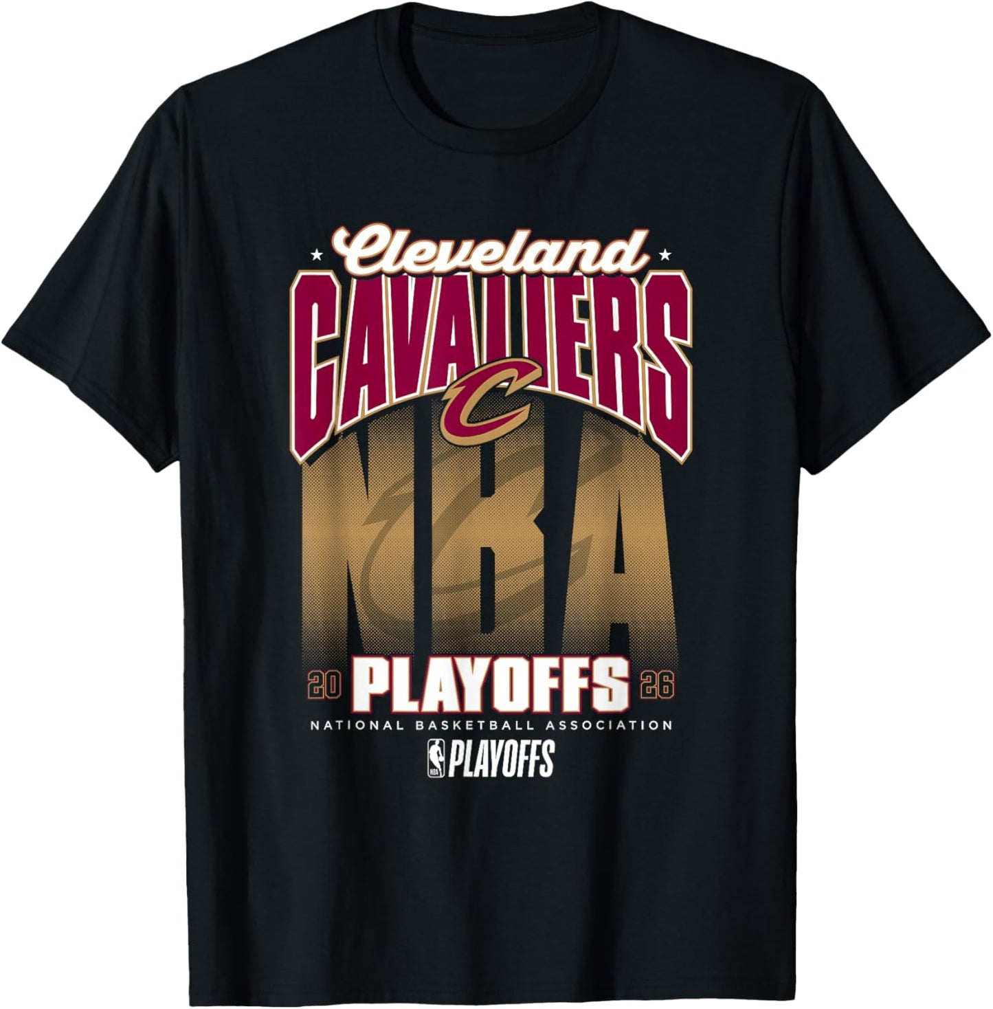NBA Official 2026 Playoffs Cleveland Cavaliers Fade T-Shirt - T-Shirt | Black