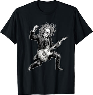 Ben Franklin Playing Guitar Funny July 4th Rock Guitar T-Shirt - T-Shirt | Black