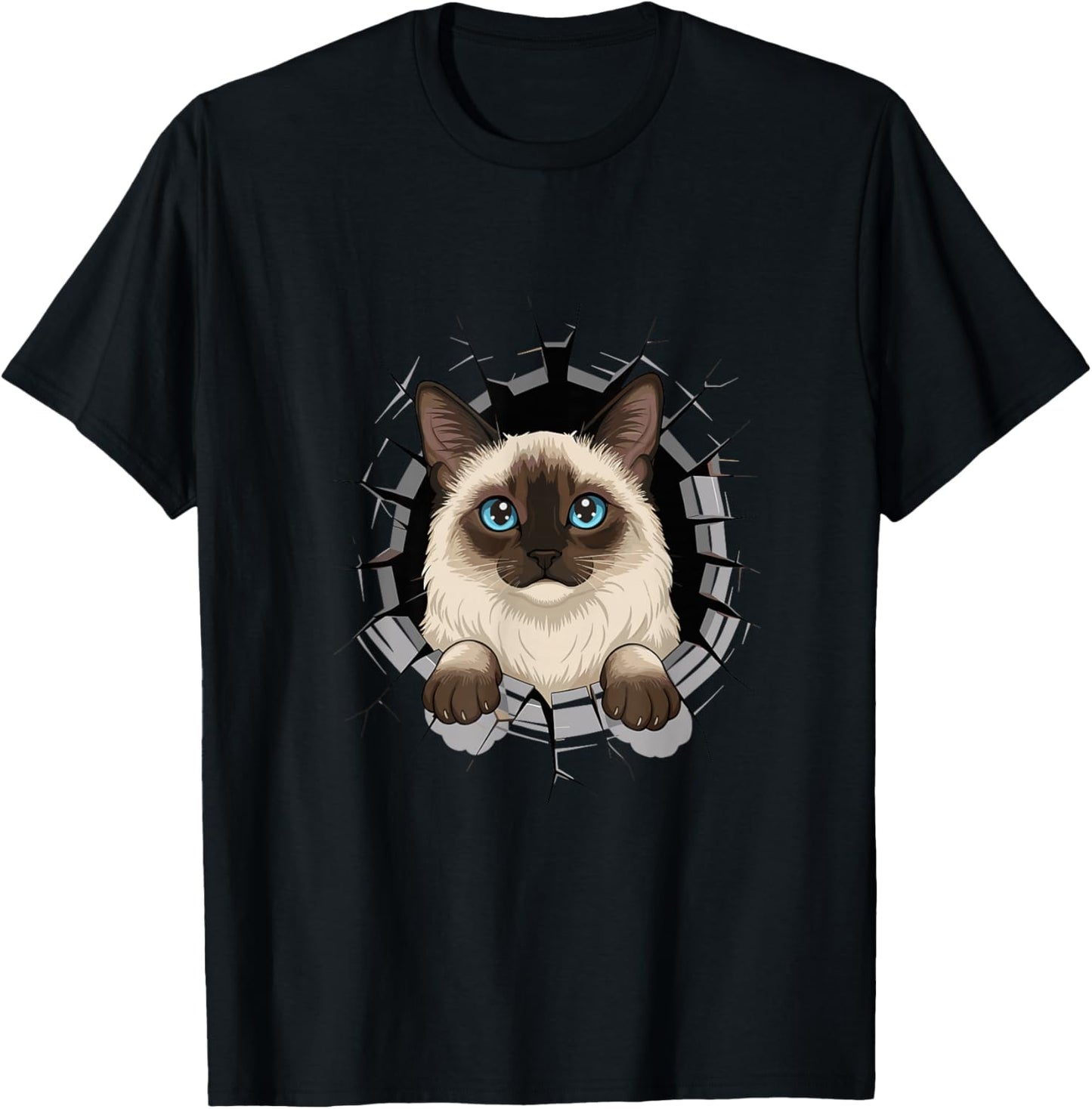 Graffiti Wall Art Balinese Cat Longhaired Siamese T-Shirt - T-Shirt | Black