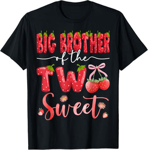 Big Brother Of The Two Sweet 2Nd Birthday Girl Strawberry T-Shirt - T-Shirt | Black