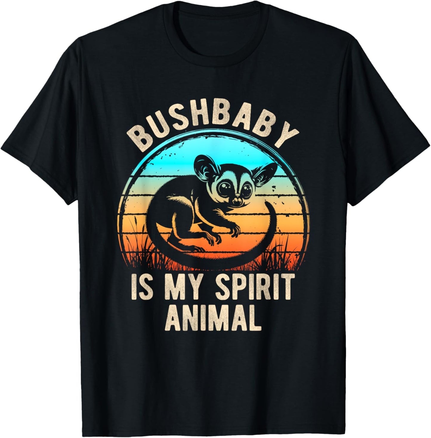 Galago Is My Spirit Animal Retro Nature Bush Baby T-Shirt - T-Shirt | Black