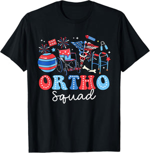Groovy Ortho Squad USA Flag Ortho Nurse 4th Of July Women Men T-Shirt - T-Shirt | Black