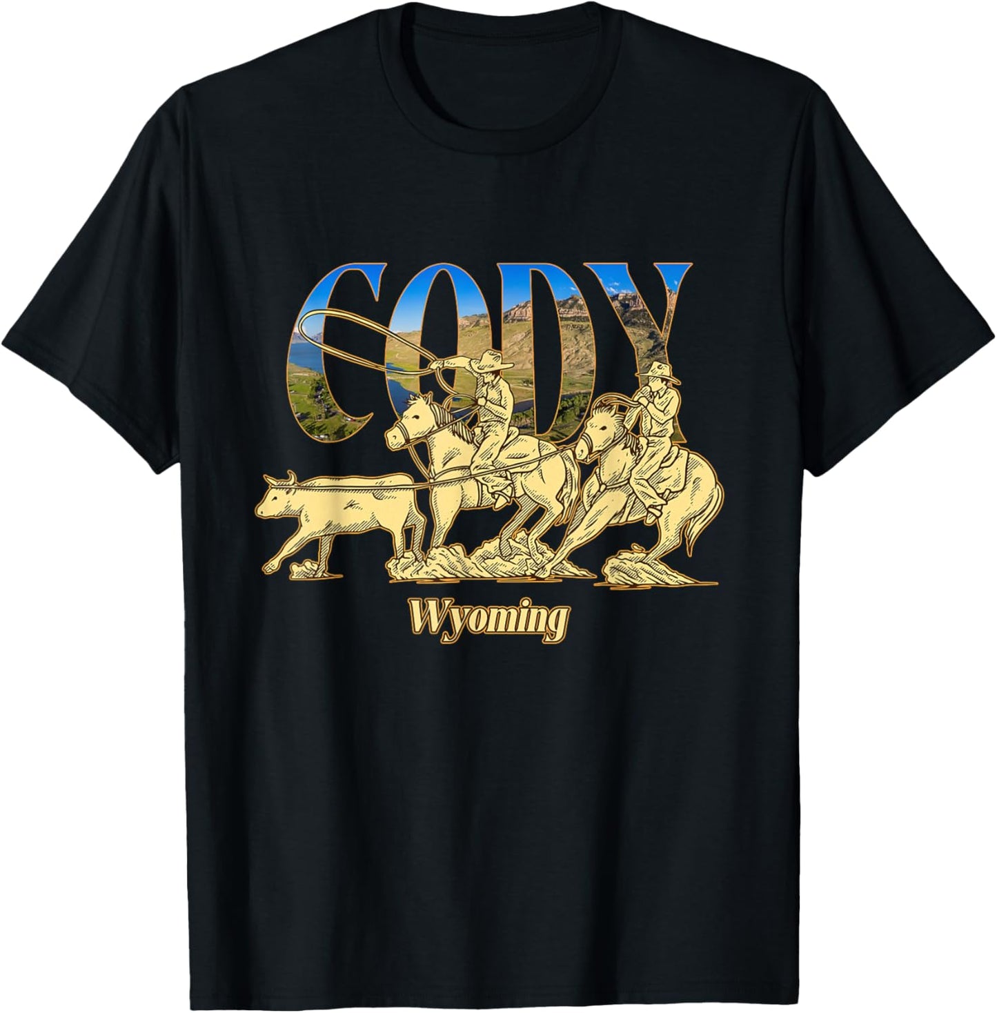 Cody Wyoming Landscape Cody Cowboy Wyoming Souvenir T-Shirt - T-Shirt | Black