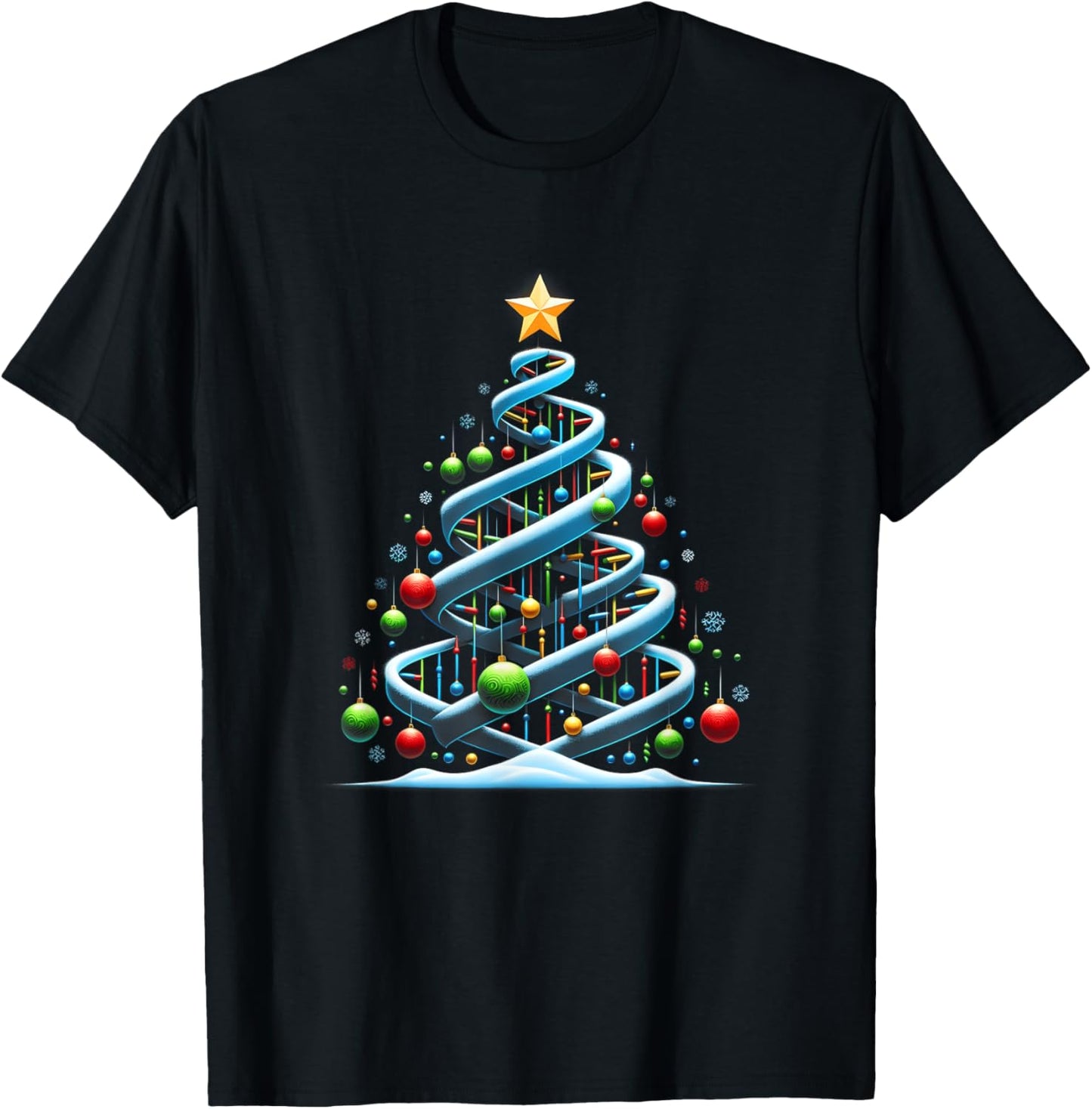 DNA Helix Christmas Tree Scientist Biology Science Teacher T-Shirt - T-Shirt | Black
