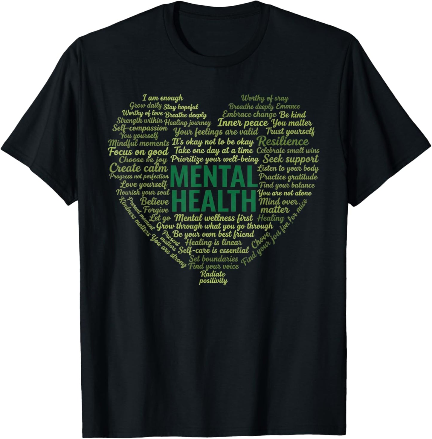Mental Health Awareness Heart T-Shirt - T-Shirt | Black
