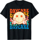 Smile face Daycare Groovy Teachers Kids First Day Of School T-Shirt - T-Shirt | Black