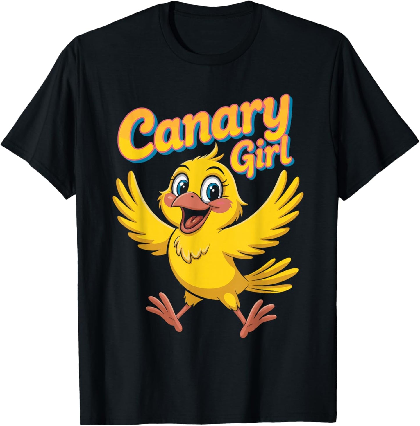 Canary Girl Cartoon Yellow Bird Themed Retro Style T-Shirt - T-Shirt | Black