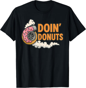 Doin’ Donuts Funny Car Drifting Donut Design T-Shirt - T-Shirt | Black