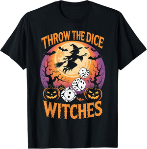 Throw The Dice Witches Funny Halloween Spooky Witch Game T-Shirt - T-Shirt | Black
