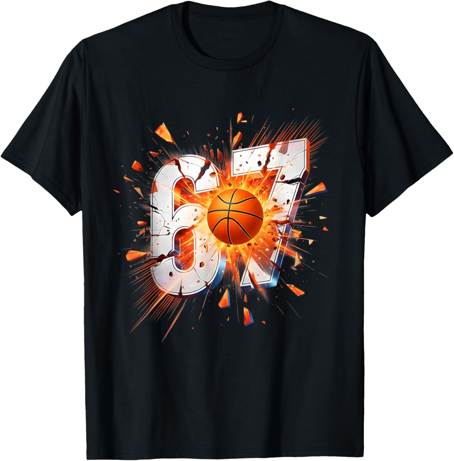 67 Basketball Six Seven 6 7 Meme 67 Funny Sports T-Shirt - T-Shirt | Black
