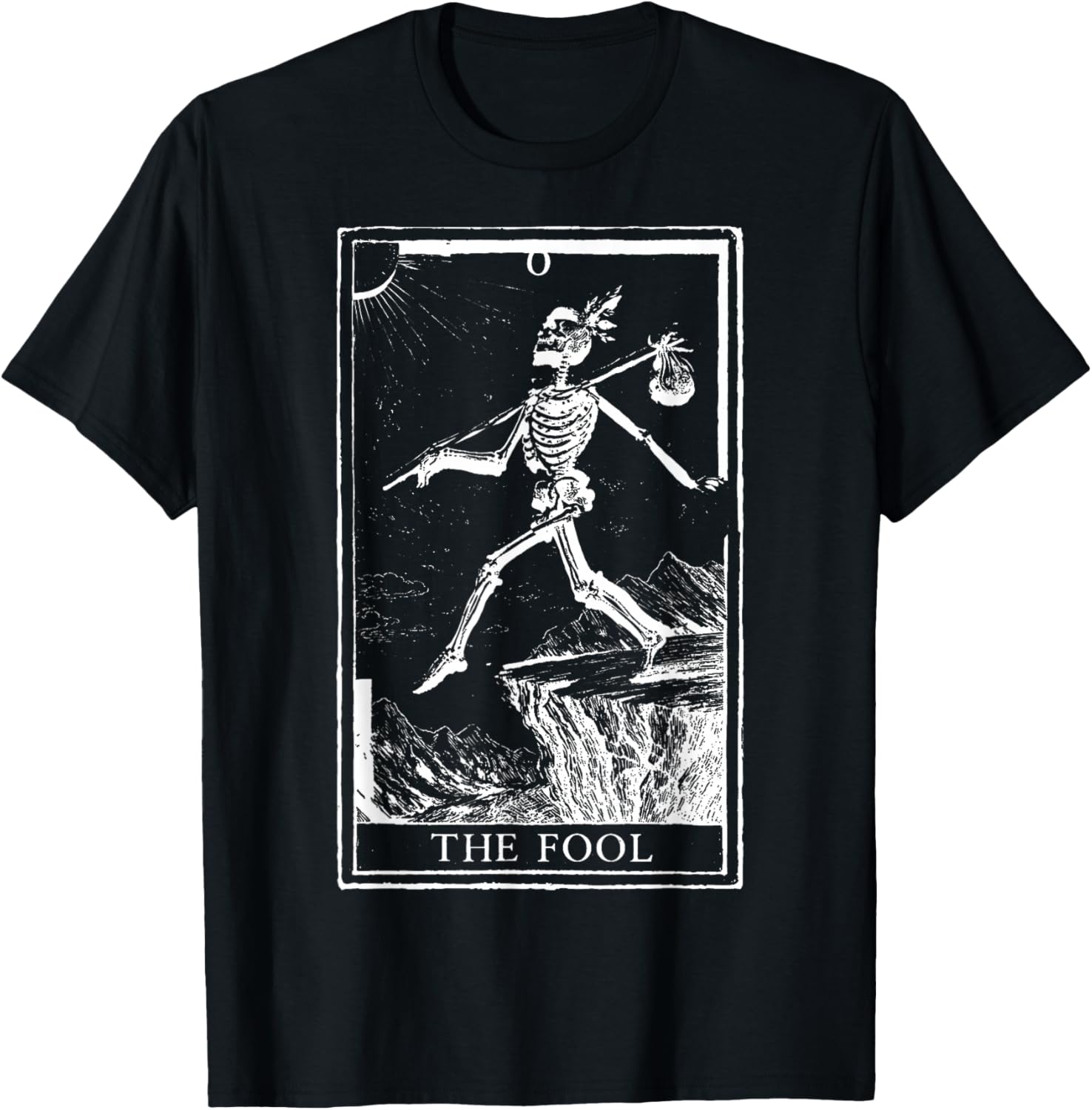 Dark Academia Tarot Card The Fool Skeleton Dog Goth Occult T-Shirt - T-Shirt | Black