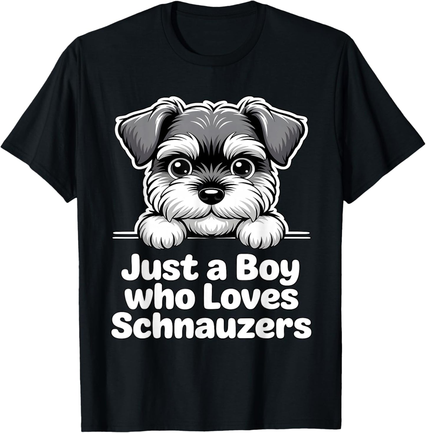 Just a Boy Who Loves Schnauzers T-Shirt - T-Shirt | Black
