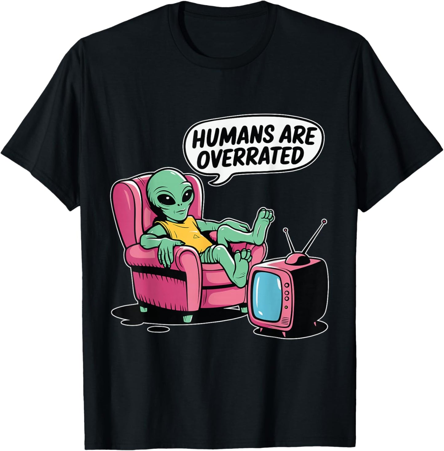 Humans are Overrated Funny Alien T-Shirt - T-Shirt | Black