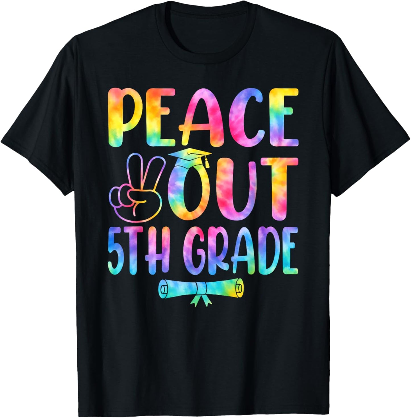 Peace Out 5th Grade Tie Dye Graduation Last Day of School T-Shirt - T-Shirt | Black