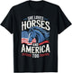 She Loves Horses And America Too Horse Shirt 4th of July T-Shirt - T-Shirt | Black