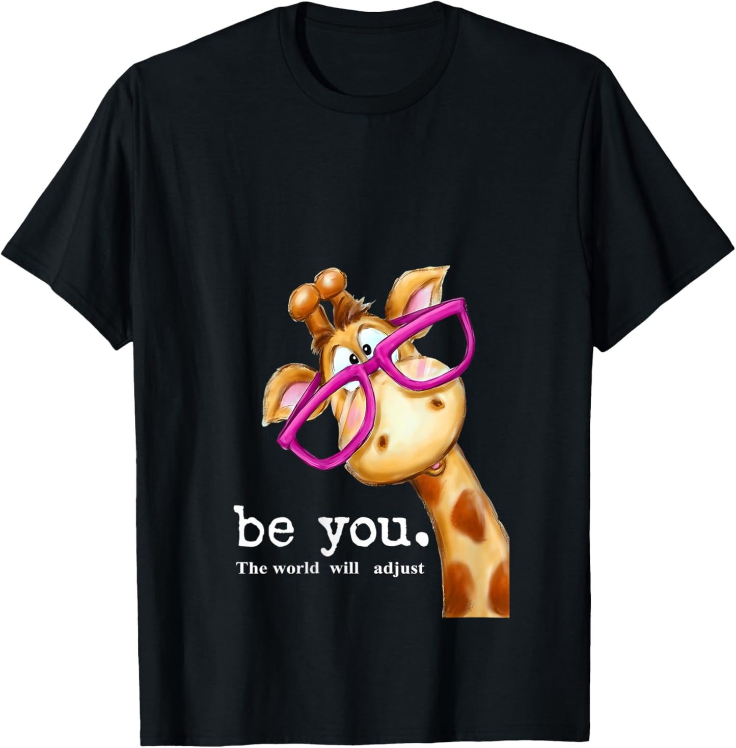 Be You The World Will Adjust Cute Lover Giraffe Glasses V-Neck T-Shirt - T-Shirt | Black