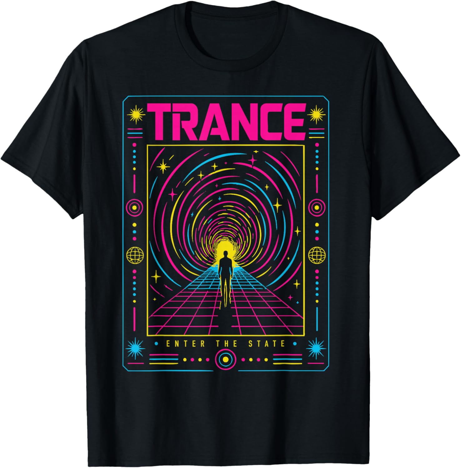 Trance Portal Tunnel Raving Retro Future Rave Music Festival T-Shirt - T-Shirt | Black